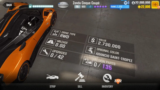 FREE CSR2 Purple Pagani Zonda Cinque Coupe Season 174